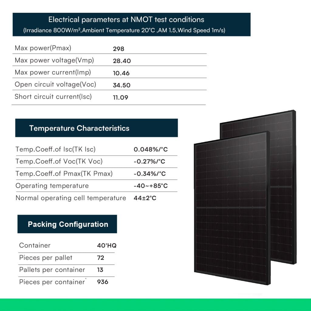 V-TAC Modulo Fotovoltaico SUNPRO TIER-1 da 400W Classe 1, Monocristallino Full Black IP67/IP68