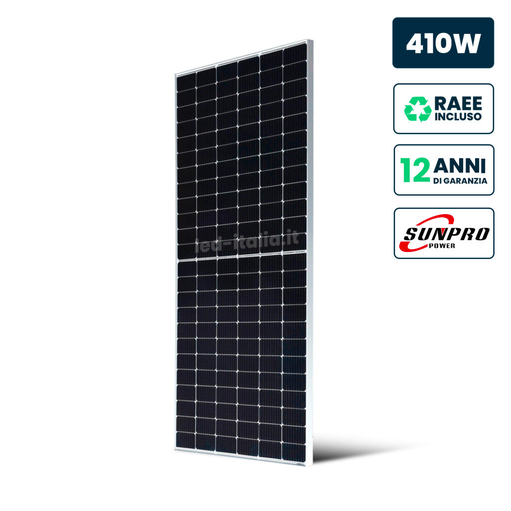 V-TAC Modulo Fotovoltaico SUNPRO TIER-1 da 410W Monocristallini Silver Frame IP67/IP68