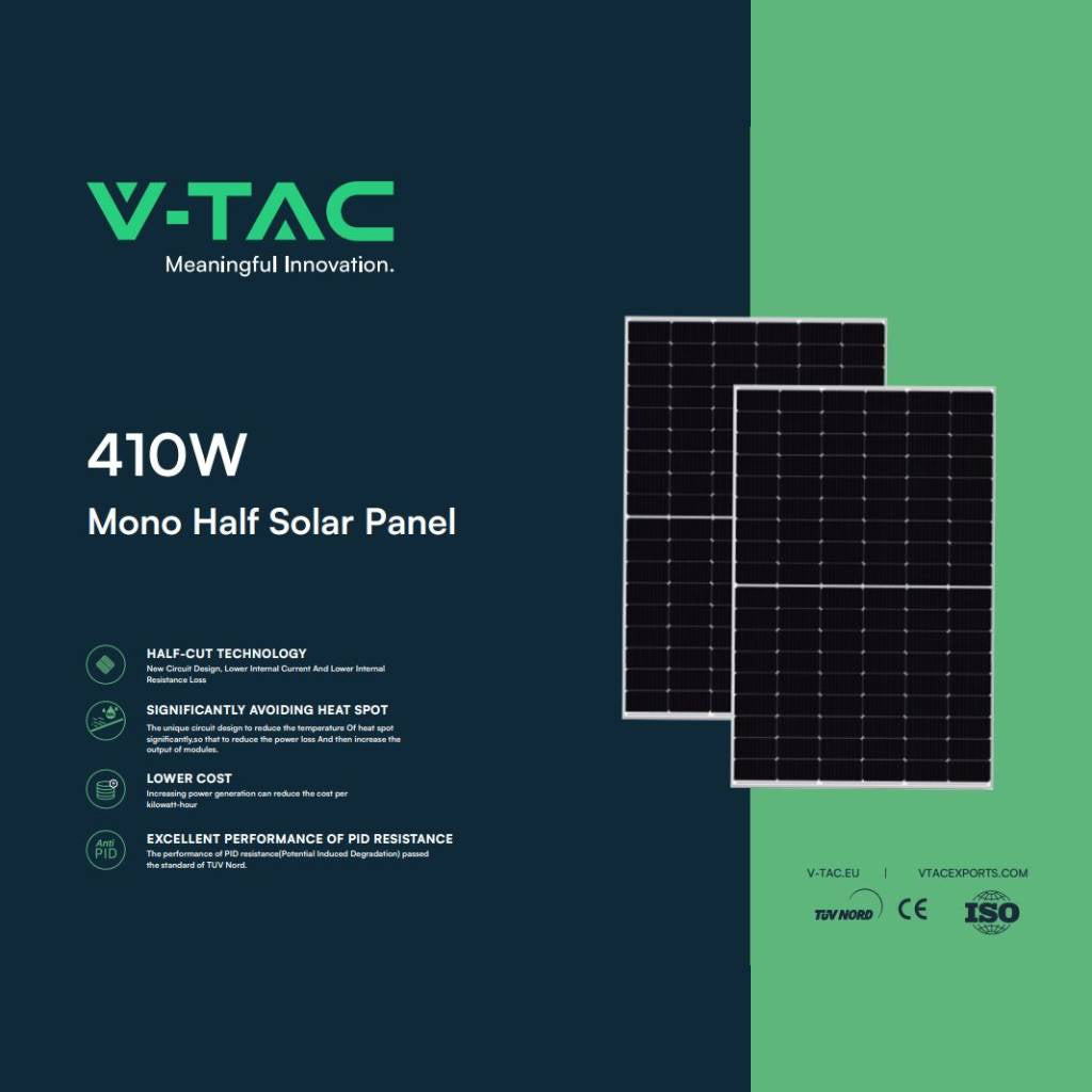 V-TAC Pannello Solare Fotovoltaico AUSTA 410W Silver Frame 1722x1134x35mm