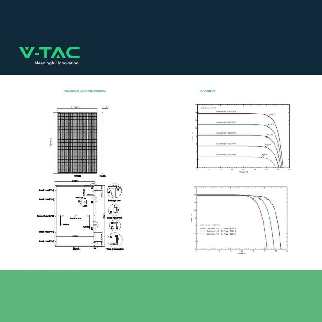 V-TAC Pannello Solare Fotovoltaico AUSTA 410W Silver Frame 1722x1134x35mm