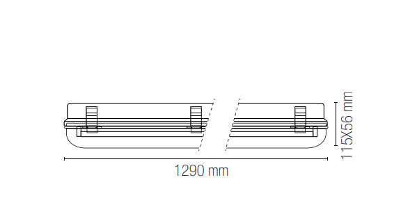 Plafoniera stagna per tubi led 2Xt8 non inclusi in PC+PC 60-120-150cm per illuminazione uffici ATLANTIC