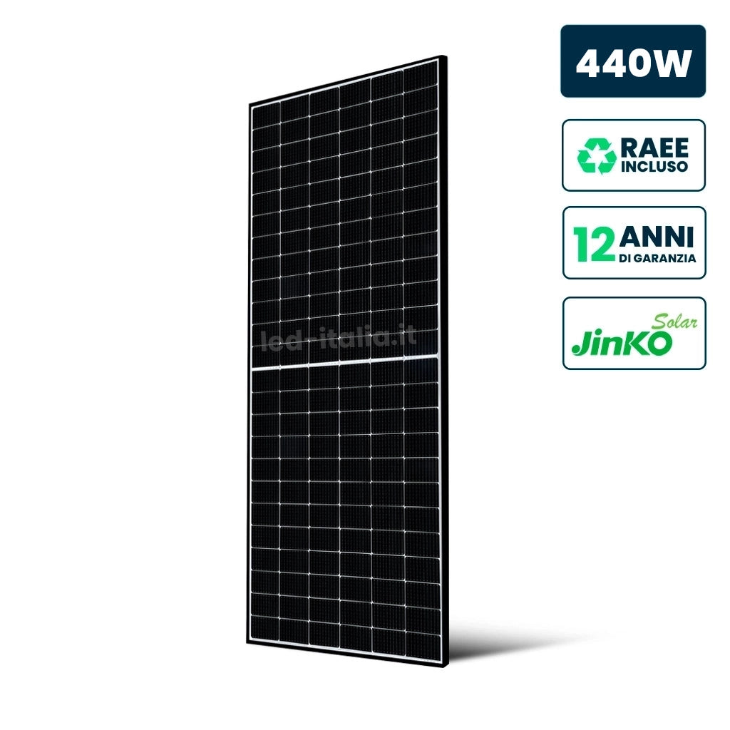 V-TAC Pannello Solare Fotovoltaico Modulo 440W JINKO Solar TIER-1 Tiger Neo, Monocristallino N- Type TOPCon , Black Frame IP67/IP68 1762x1134x30mm V-TAC12302