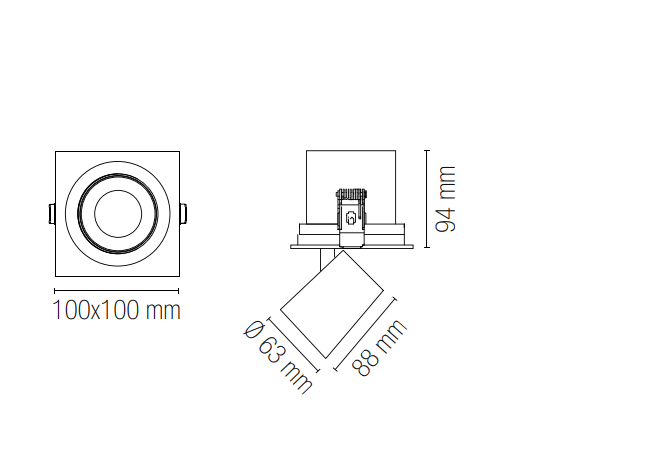 Faretto ad incasso antiriflesso con finitura bianco opaco e bordatura nero interna estraibile e orientabile a 350° INC-OUTSIDER 15W