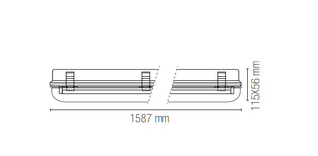 Plafoniera stagna per tubi led 2Xt8 non inclusi in PC+PC 60-120-150cm per illuminazione uffici ATLANTIC