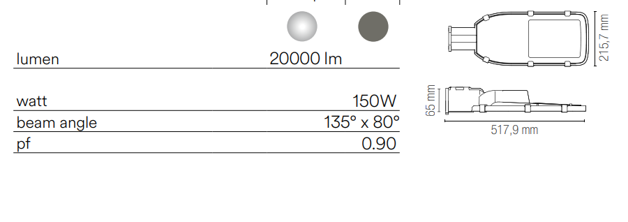 Faro stradale IP65 in alluminio e diffusore con lenti in materiale autoestinguente , antiurto e anti-UV led luce 4000°k HIGHWAY