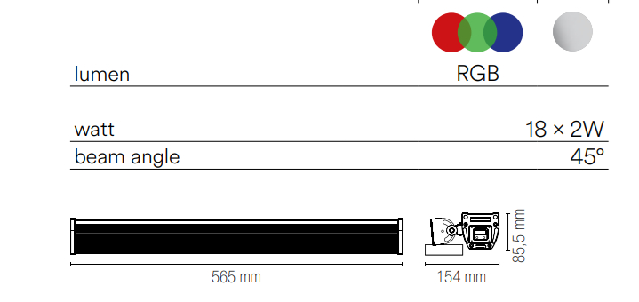 Proiettore per esterno IP65 in alluminio led integrato RGB WALLWASHER