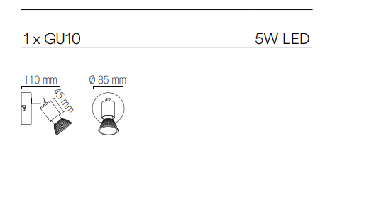 Spot in metallo con punti luce orientabili con finitura silver lampade GU10 non incluse collezione