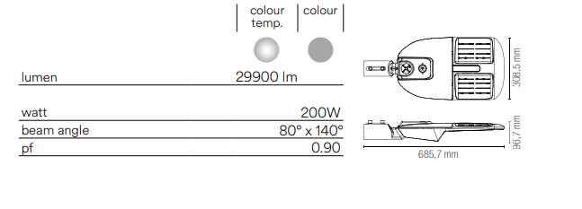 Faro stradale per esterno IP65 in alluminio con lenti in materiale autoestinguente , antiurto e anti-UV led 4000°k STREETWAY