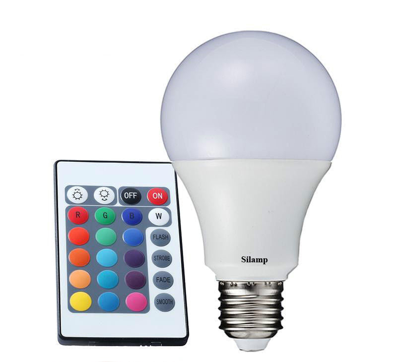 Lampadina LED con telecomando RGB+4000°k dimmerabile attacco E27 9W 806 lumen 230V