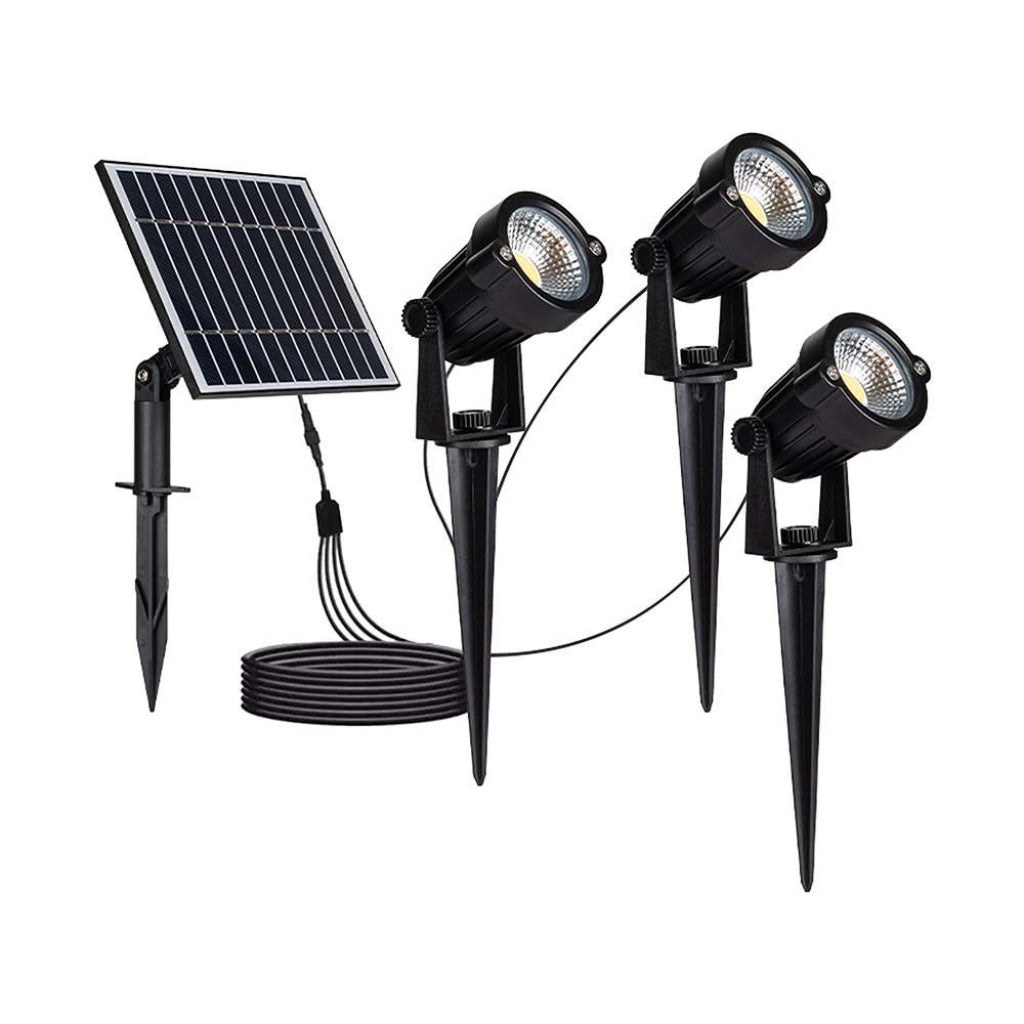 V-TAC 3 Fari LED da Giardino 3X1.2W con Picchetto e Pannello Solare Colore Nero 3000K IP65