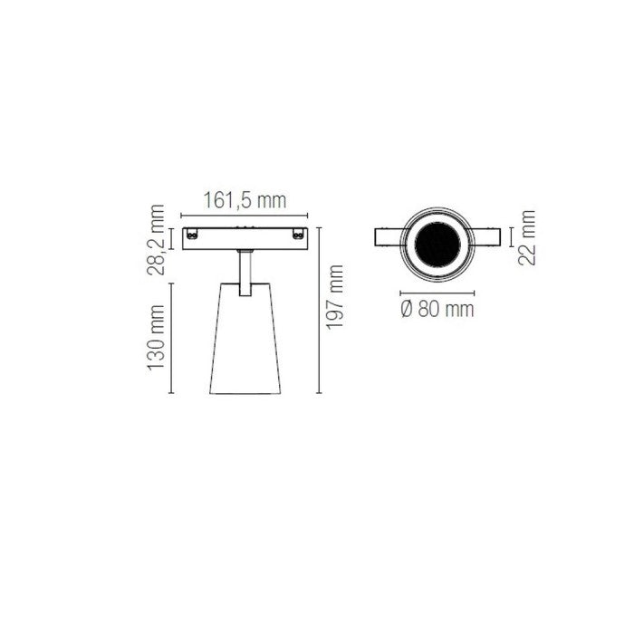 Proiettore a binario magnetico DAVINCI-TEMA 48V orientabile nero-bianco