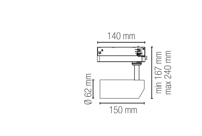 Proiettore led su binario trifase LED-ACTION finitura bianca-nera