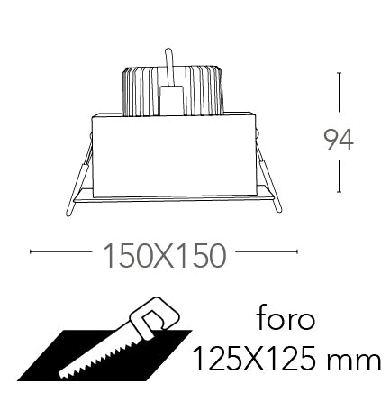 Faretto ad incasso antiriflesso con bordo bianco ed interno nero satinato orientabile INC-APOLLO