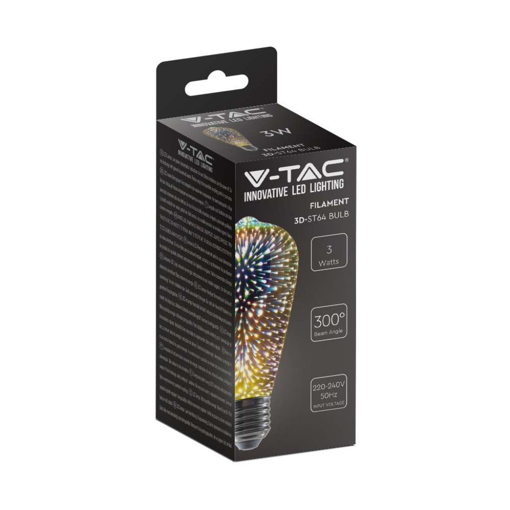 V-TAC Lampadina LED E27 5W ST64 Filamento 3D 3000K