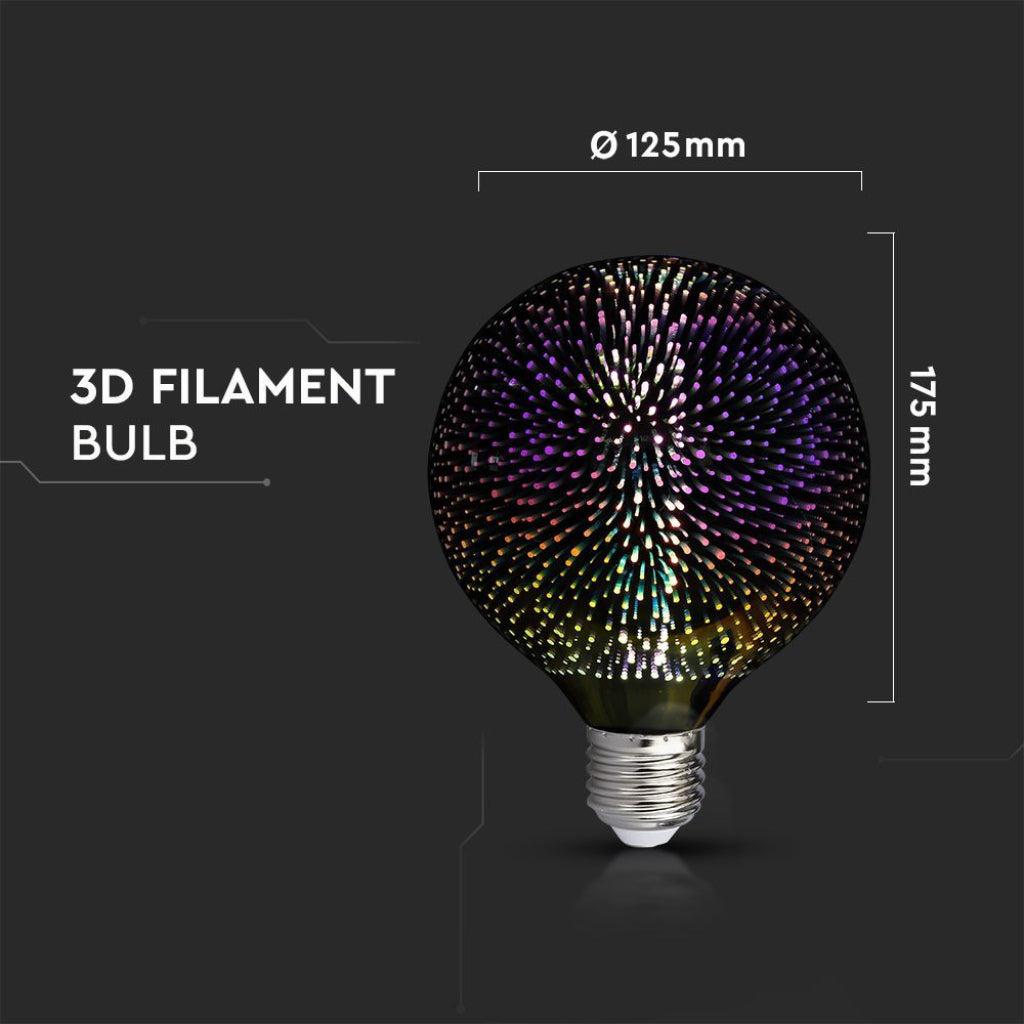 V-TAC Lampadina LED E27 5W G125 Filamento 3D 3000K