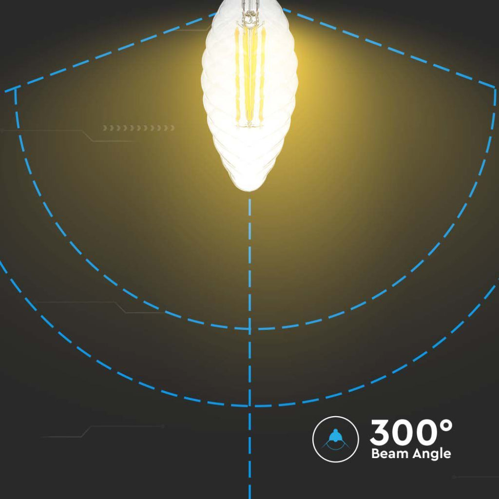 V-TAC Lampadina LED E14 4W 100LM/W Candela Tortiglione Filamento 3000K Dimmerabile