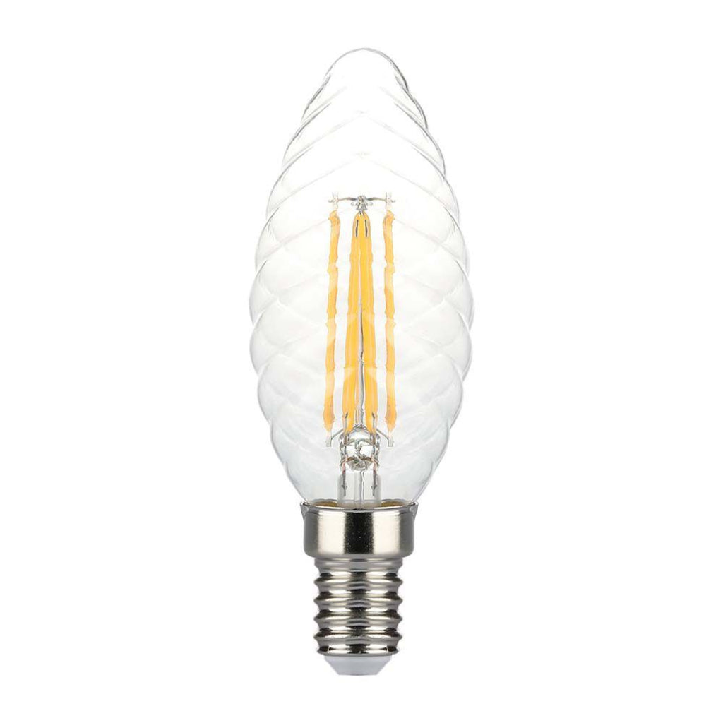 V-TAC Lampadina LED E14 4W 100LM/W Candela Tortiglione Filamento 3000K Dimmerabile