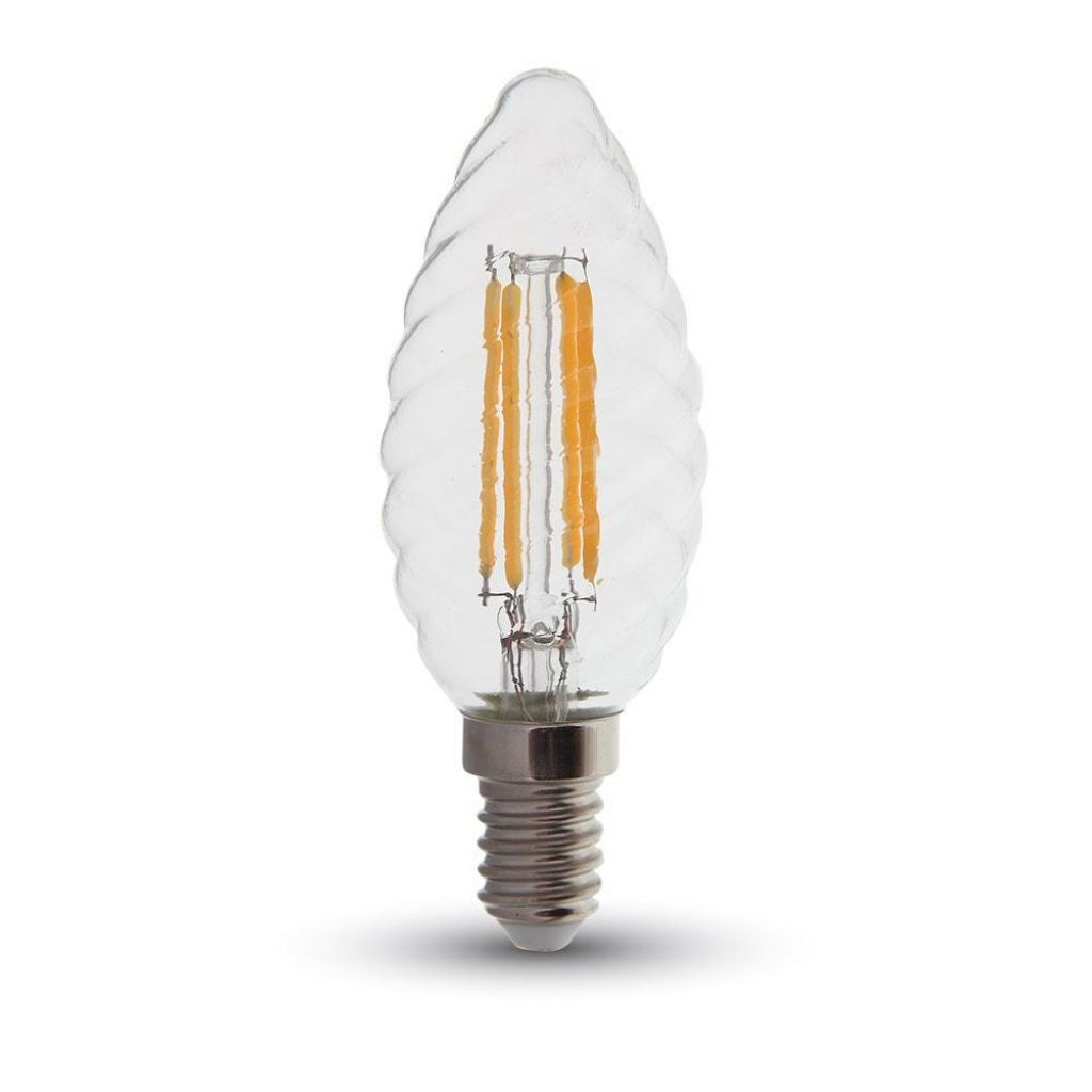 V-TAC Lampadina LED E14 4W 100LM/W Candela Tortiglione Filamento 3000K Dimmerabile