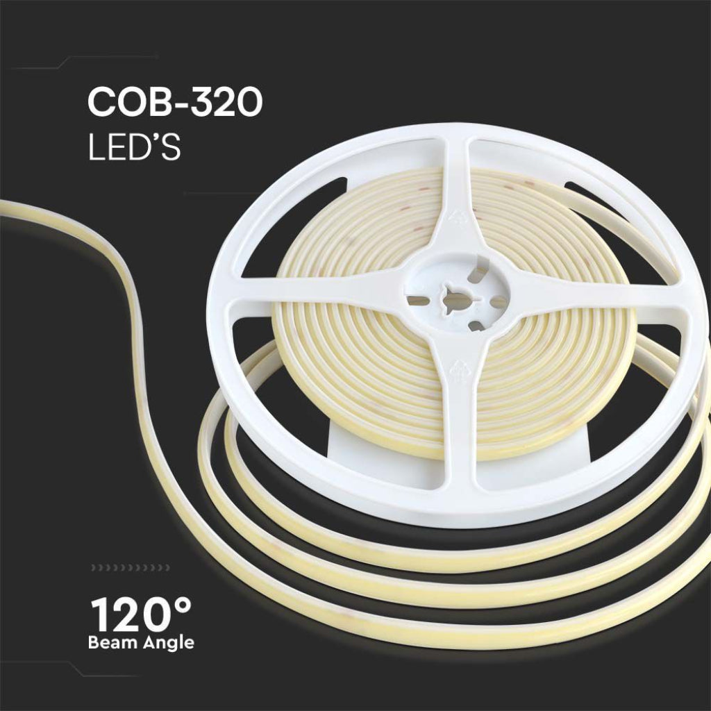 V-TAC Strip LED COB-320 10W/m 5mt 24V 1000Lm/m IP67 8mm