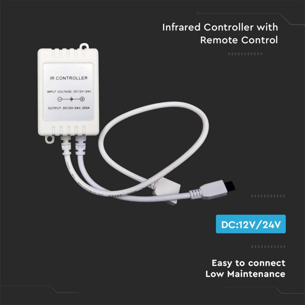 V-TAC Controller per Strip LED 12V/24V 4 Pin con Telecomando 24 Tasti a Infrarossi