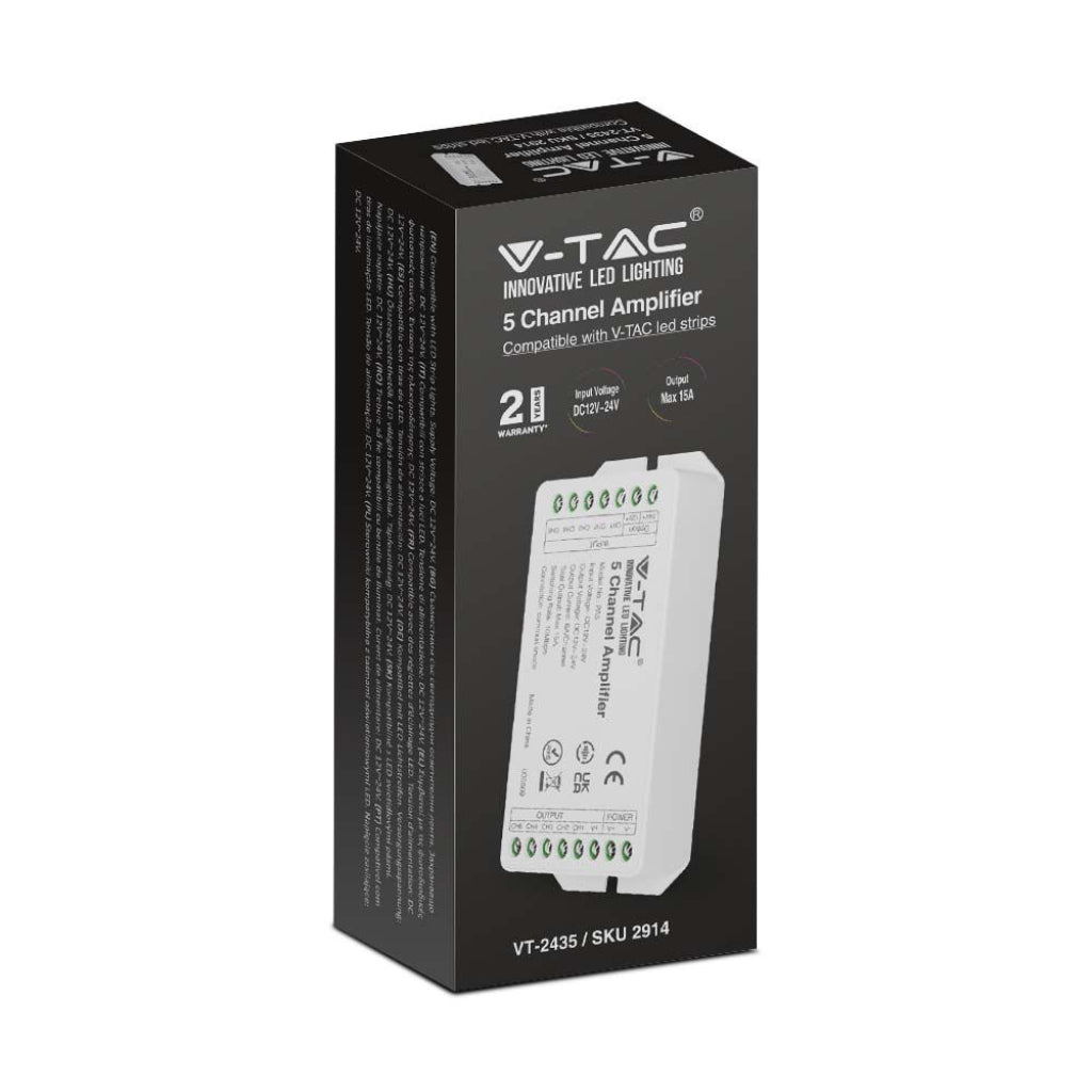 V-TAC Amplificatore per Strip LED 5 Canali RGB 12V - 24V