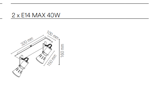 Spot in metallo con punti luce orientabili e finitura cromo lampade E14 non inclusa