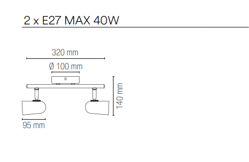 Spot in metallo con punti luce orientabili disponibili nella versione bianca e nera opaco lampada E27 non inclusa