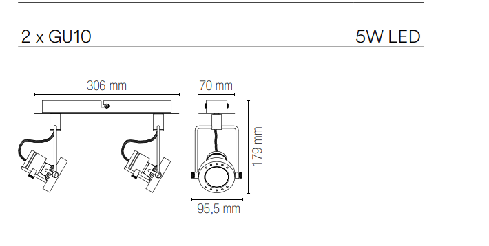 Spot in metallo con punti luce orientabili in bianco , nero e nikel spazzolato lampade GU10 non incluse