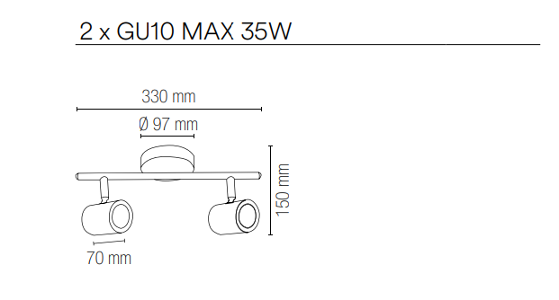 Spot in metallo con punti luce orientabili , disponibile nella versione bianca o nera lampade GU10 non incluse collezione ZERO