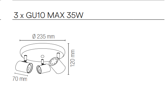 Spot in metallo con punti luce orientabili , disponibile nella versione bianca o nera lampade GU10 non incluse collezione ZERO