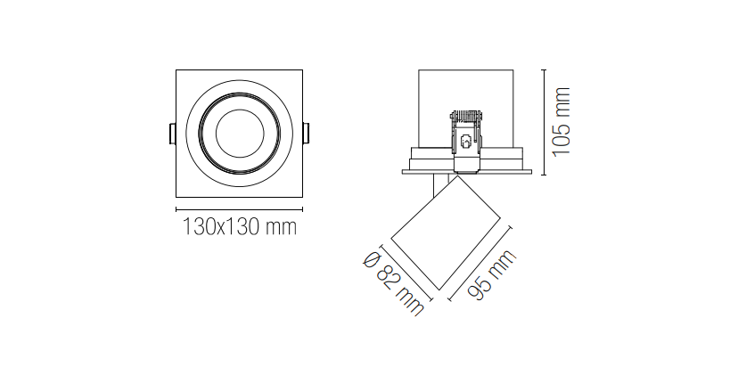 Faretto ad incasso antiriflesso con finitura bianco opaco e bordatura nero interna estraibile e orientabile a 350° INC-OUTSIDER 15W