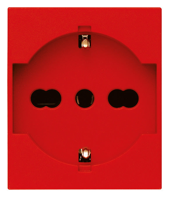 Presa SICURY 2P+T 16 A 250 V~ universale standard italiano P40, rosso - 2 moduli Vimar linea 30210.R