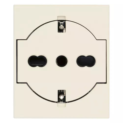 Presa SICURY 2P+T 16 A 250 V~ universale standard italiano P40 a filo 2 moduli Vimar Linea bianco-nero-canapa 30211.B/G/C