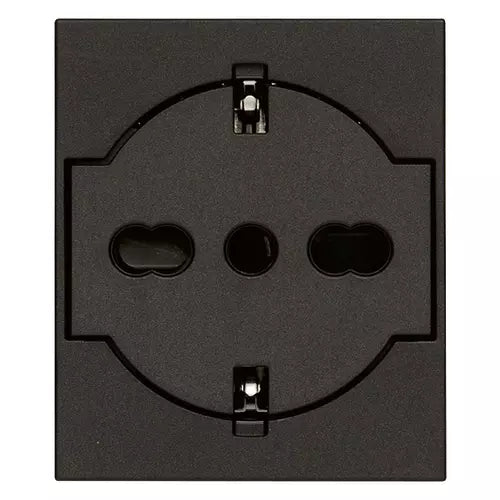 Presa SICURY 2P+T 16 A 250 V~ universale standard italiano P40 a filo 2 moduli Vimar Linea bianco-nero-canapa 30211.B/G/C