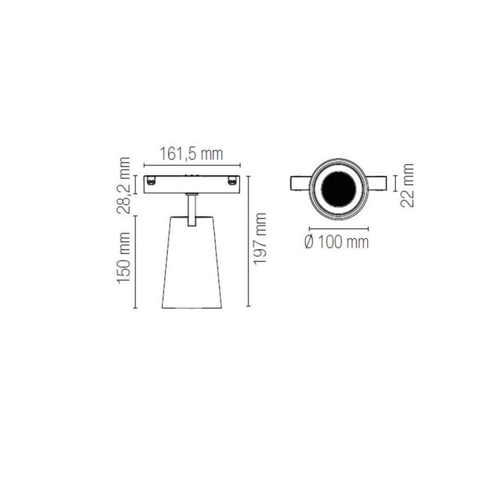 Proiettore a binario magnetico DAVINCI-TEMA 48V orientabile nero-bianco