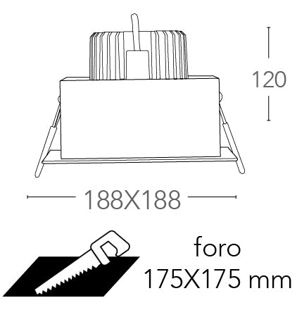 Faretto ad incasso antiriflesso con bordo bianco ed interno nero satinato orientabile INC-APOLLO