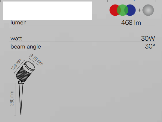 Faro proiettore in alluminio con picchetto incluso cavo easy connection integrato led RGB+4000°k 24V TARGET