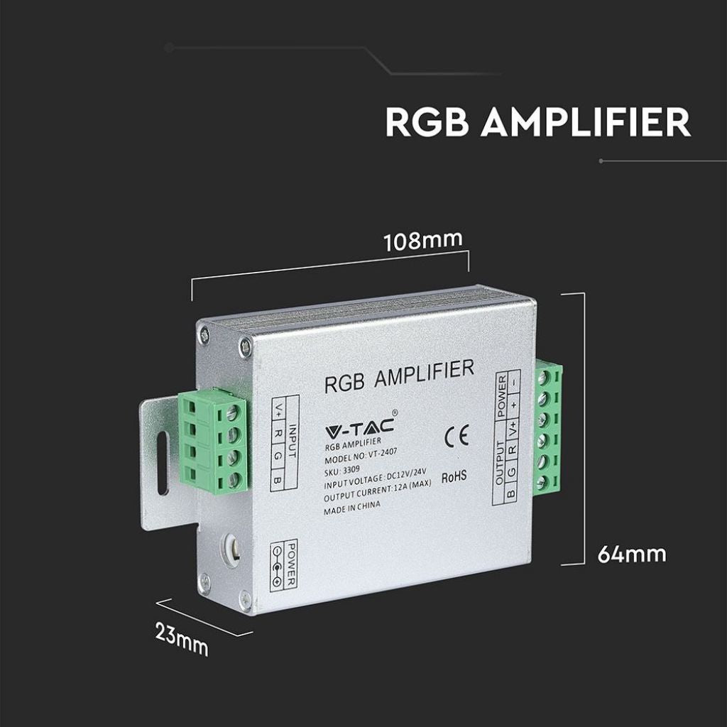 V-TAC Amplificatore per Strip LED SMD5050 Multicolore RGB 12V - 24V