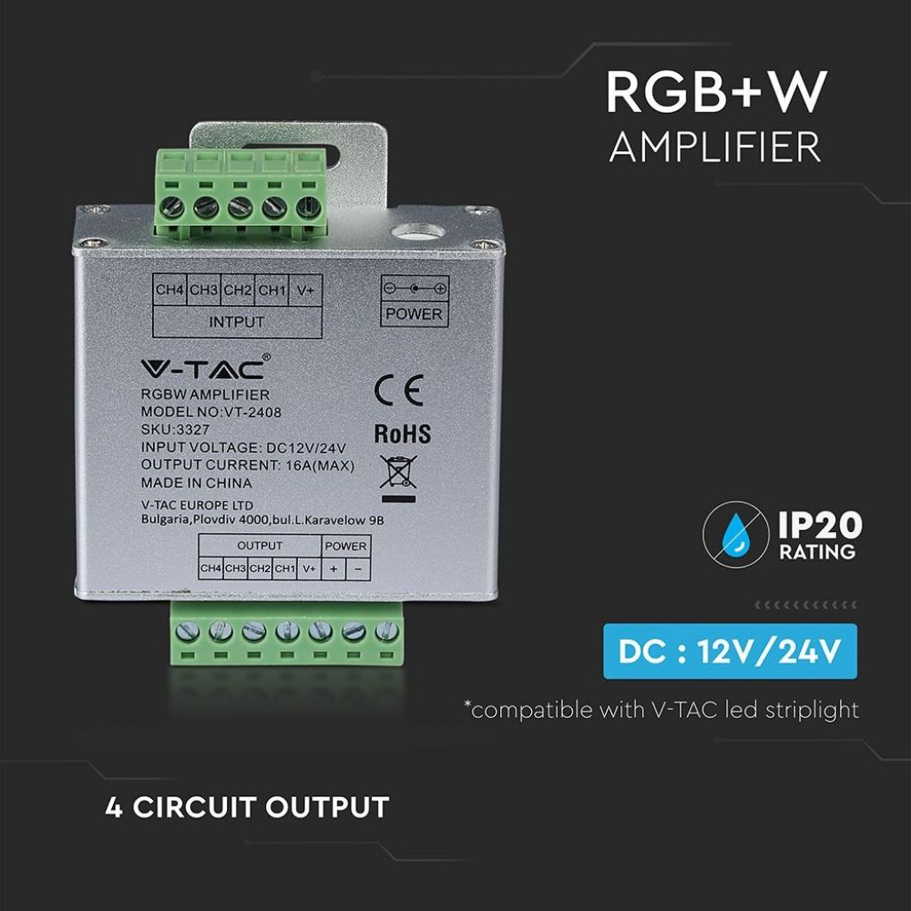 V-TAC Amplificatore di Segnale per Strip LED RGB+W