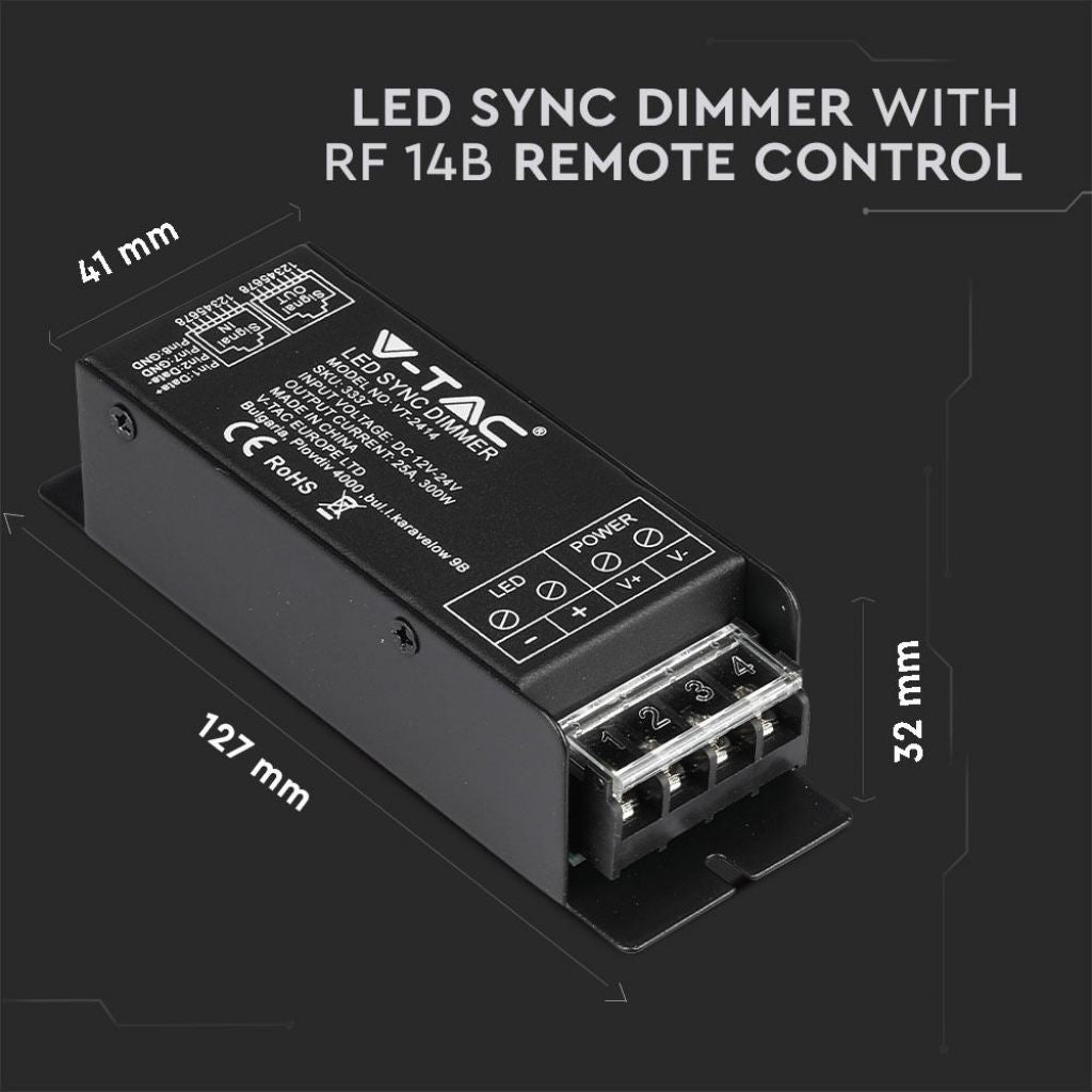 V-TAC Controller per Strip LED Dimmerabile Porta RJ45 con Telecomando (Max 300W)