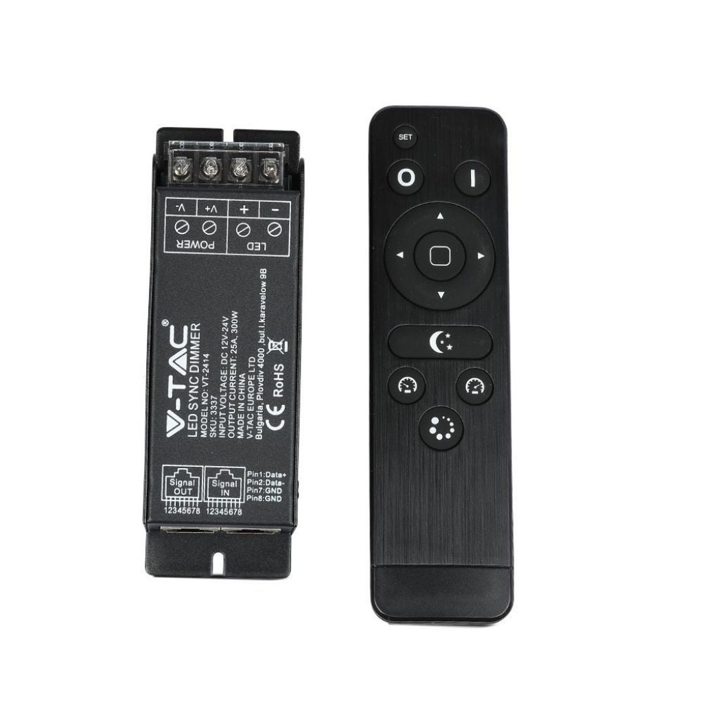 V-TAC Controller per Strip LED Dimmerabile Porta RJ45 con Telecomando (Max 300W)