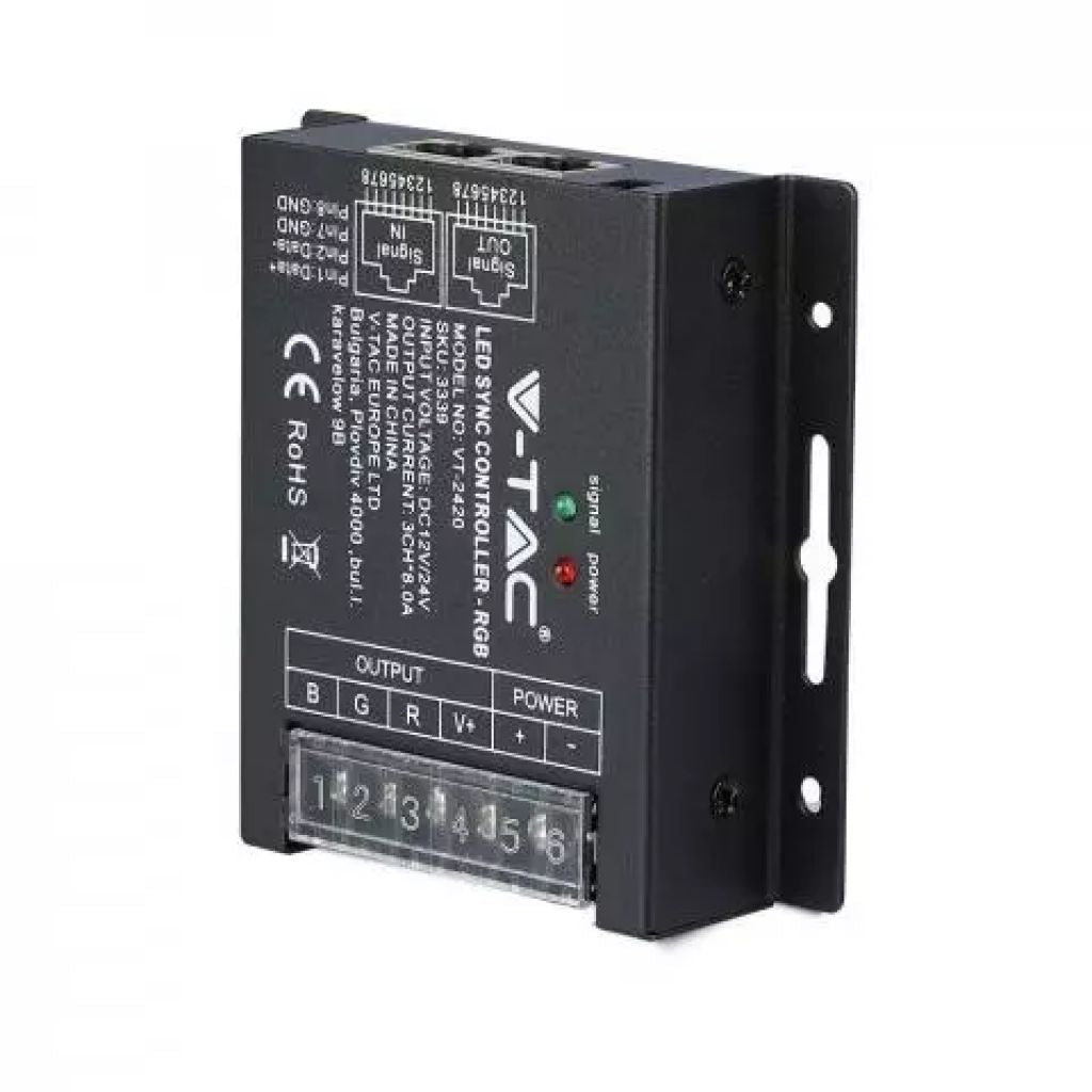 V-TAC Controller per Strip LED RGB Dimmerabile Porta RJ45 con Telecomando 25 Tasti