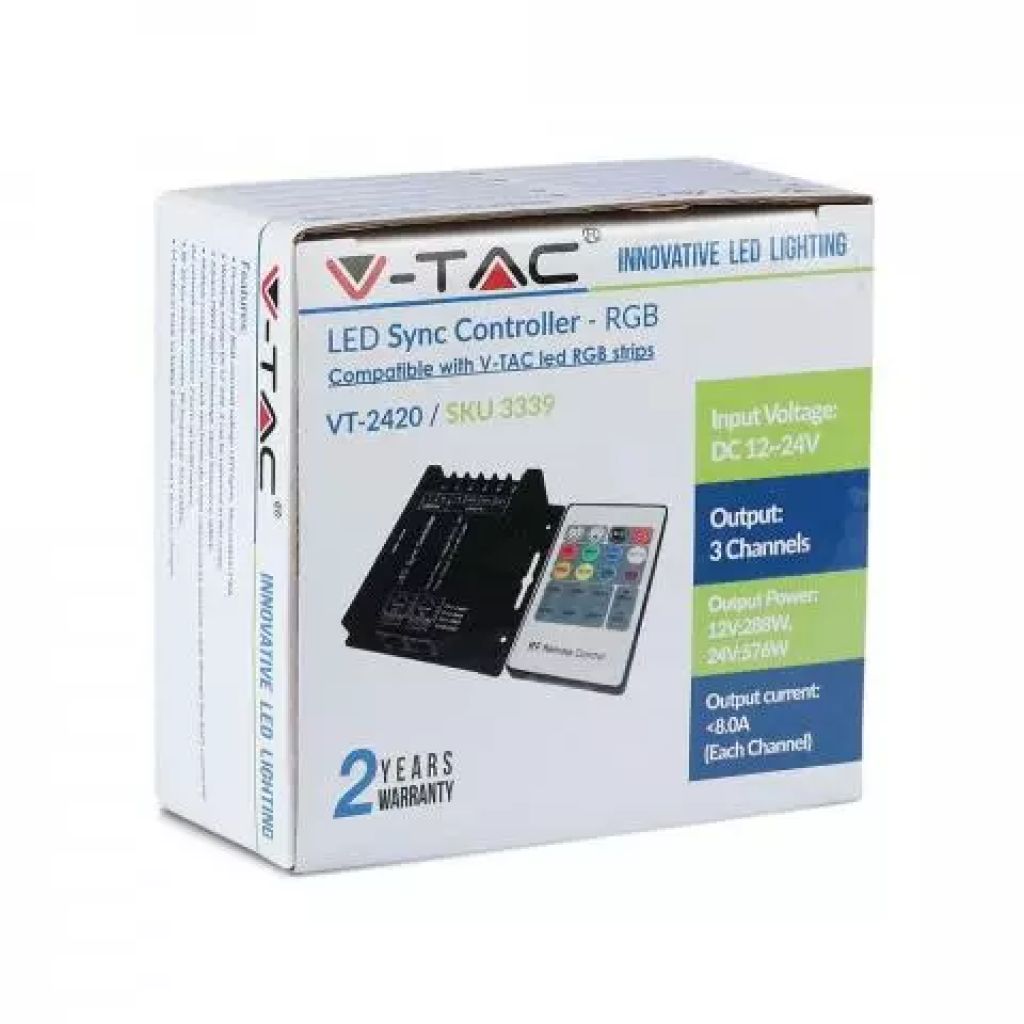 V-TAC Controller per Strip LED RGB Dimmerabile Porta RJ45 con Telecomando 25 Tasti