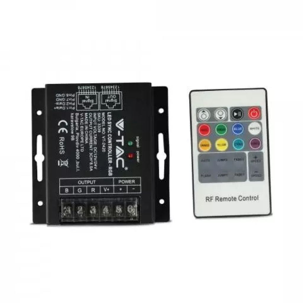 V-TAC Controller per Strip LED RGB Dimmerabile Porta RJ45 con Telecomando 25 Tasti