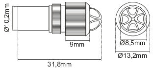 Presa per antenna 75 Ohm 9,5mm METALLICA volante LIF38.1015019S