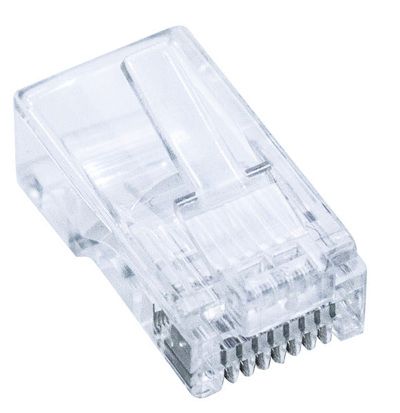 Spina PLUG RJ45 8P/8C, Contatti Dorati, per cavo UTP CAT5, CAVO PASSANTE CONF. 100 pz