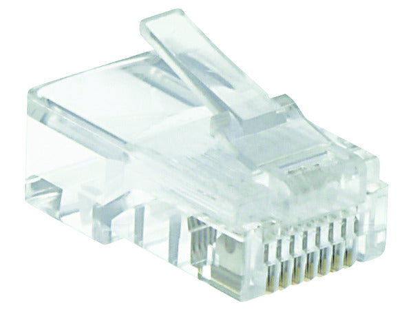 Spina PLUG RJ45 8P/8C Contatti Dorati, per cavo UTP CAT6 fili rigidi CONFEZIONE 100 PZ.