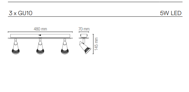 Spot in metallo con punti luce orientabili finitura in nikel spazzolato e base con cornice in vetro trasparente lampade GU10 non incluse