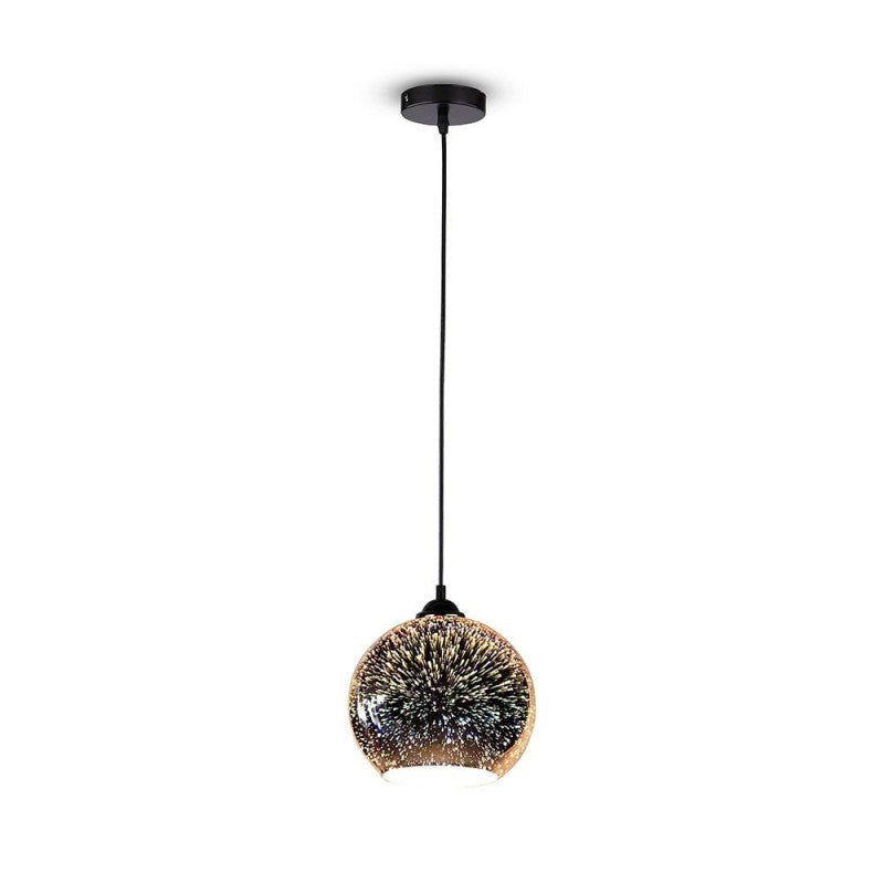 V-TAC Lampadario LED a Sospensione 1XE27 Campana in Vetro Colore Cromo Specchio con Effetto 3D D.20cm