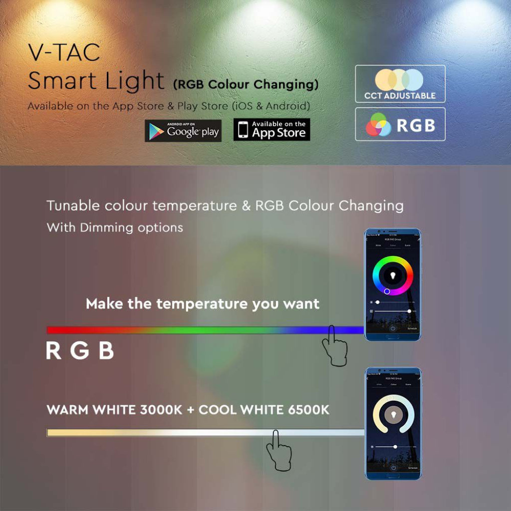 V-TAC Lampada LED da Tavolo 4W Colore Bianco WiFi Compatibile con Google Home e Amazon Alexa RGB